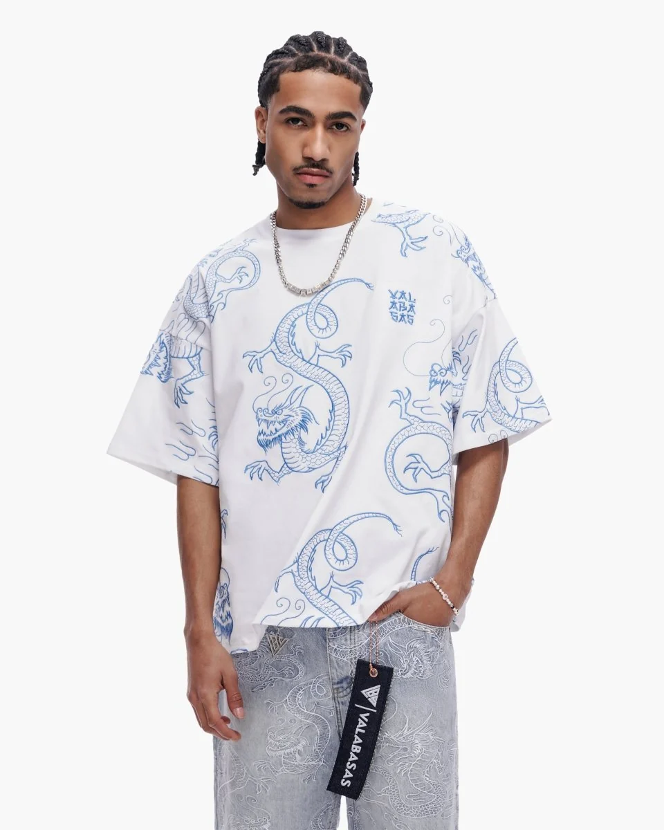 Valabasas Yurei Tee - Dragon Graphic White - Image 5