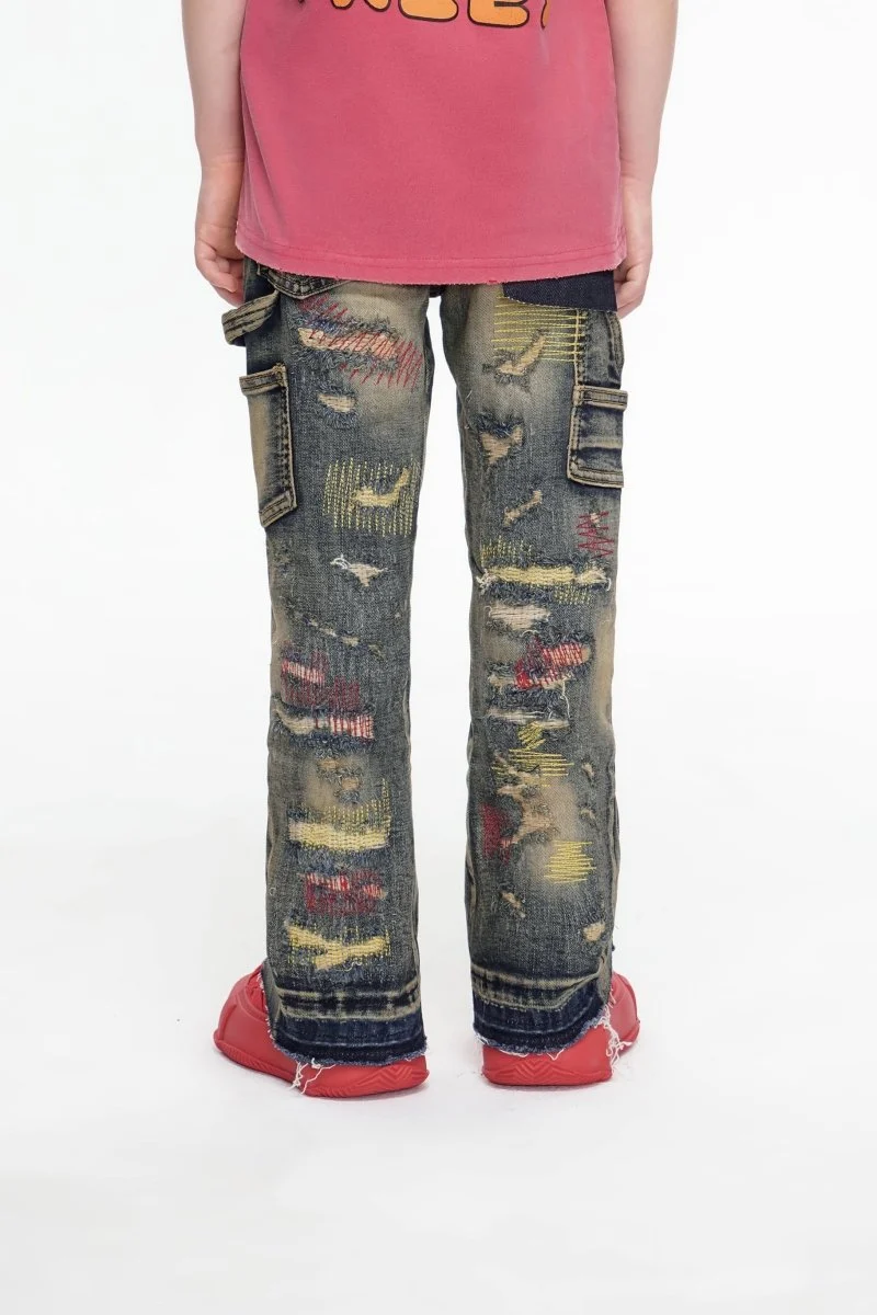 Valabasas Zero Kids Stacked Denim Jeans - Distressed Wash - Image 3