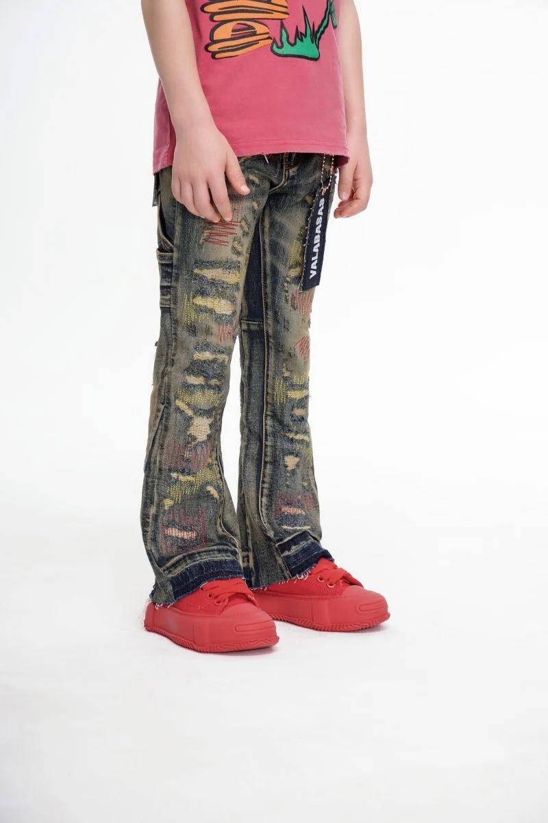 Valabasas Zero Kids Stacked Denim Jeans - Distressed Wash - Image 8